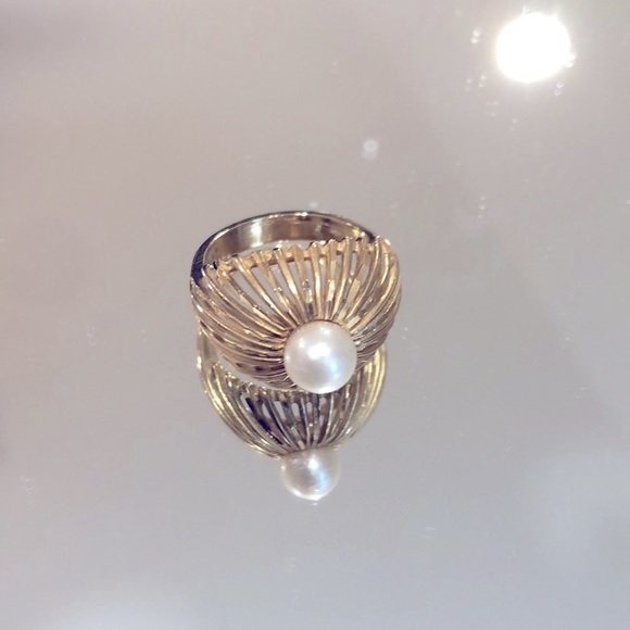 Vintage 18k Gold pearl Nugget Ring. - Picture 3 of 3